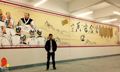 愛心圖書室講學(xué)背景壁畫 壁尚靈點的原創(chuàng)藝術(shù)設(shè)計